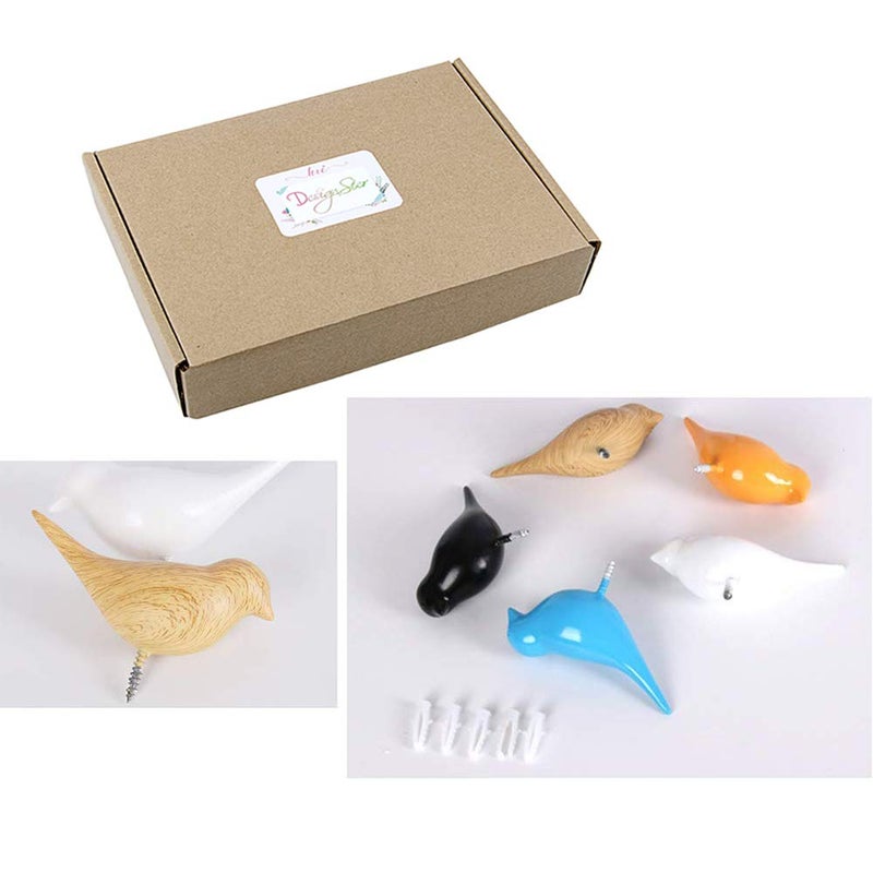 DesignSter Resin Bird Coat Hooks - Premium Creative Wall Mounted Birds Decorative Art Decor Hat Towel Bag Hanger Gift for Home,Living Room, Bedroom, Shop, Set of 5 - Image 3